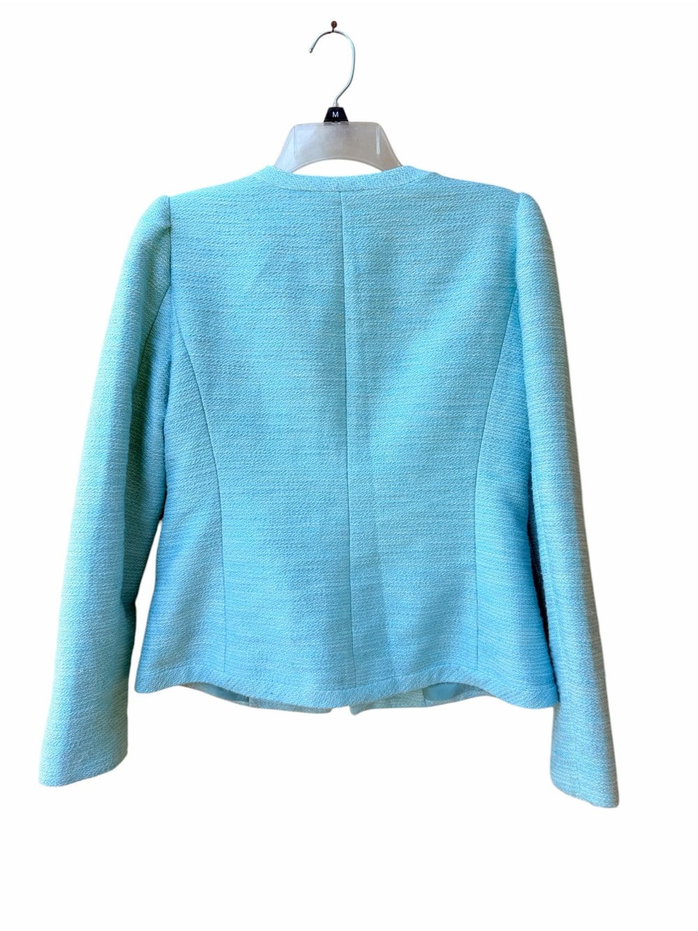 Talbots turquoise tweed hidden button blazer - Picture 2 of 8